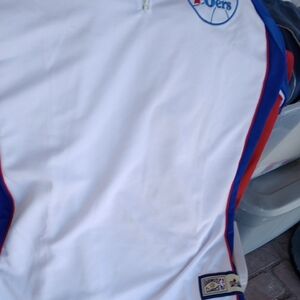 Men's White and Blue 76ers Jacket